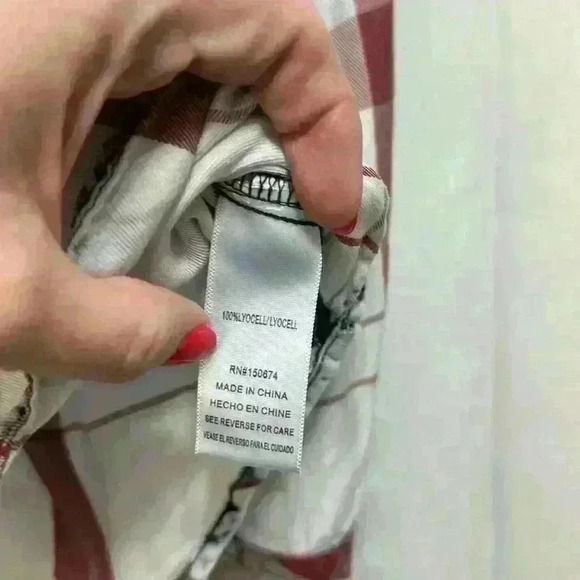 Billy T large Ltweight red white blue plaid w/roll tab sleeves item# 18 - Picture 4 of 8